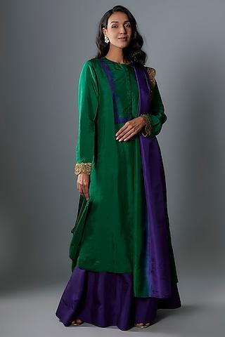 emerald green dupion silk kurta set set