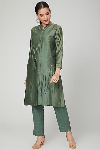 emerald green embroidered tunic