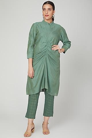 emerald green gathered tunic