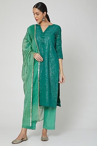 emerald green kurta set