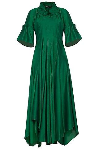 emerald green maxi dress with scarf