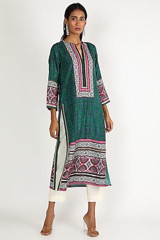 emerald green printed kaftan