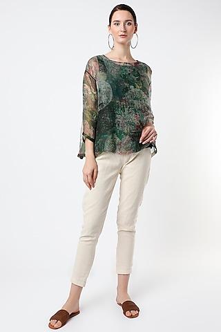 emerald green printed top