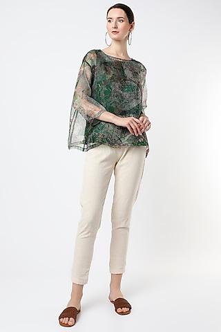 emerald green printed top