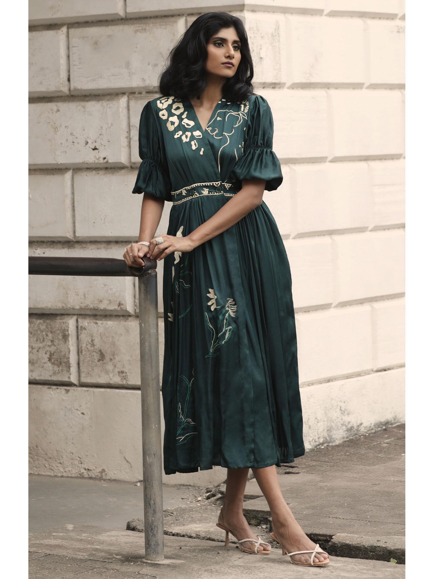 emerald overlay dress