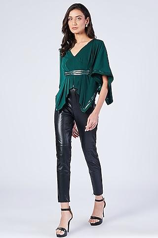 emerald poly jersey cape top