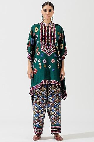 emerald printed poncho