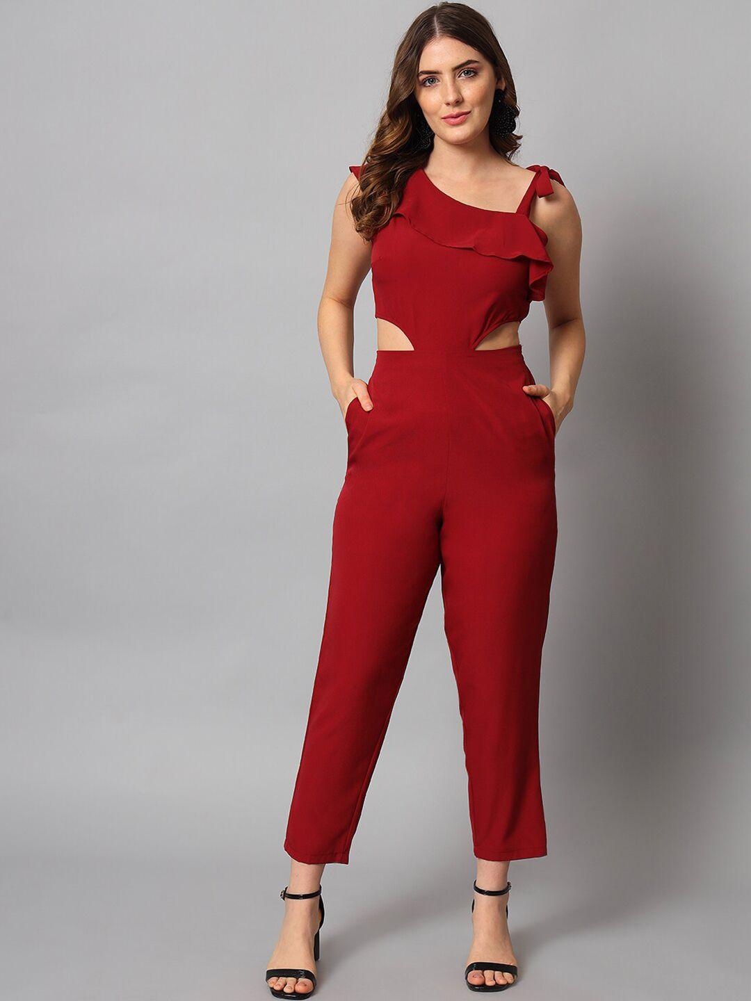 emeros stylized tie-up one-shoulder waist-cut detail jumpsuit