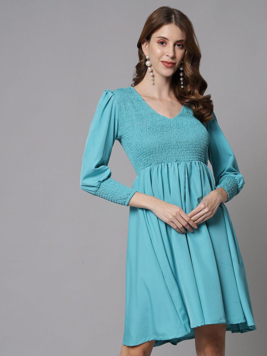 emeros turquoise blue crepe dress
