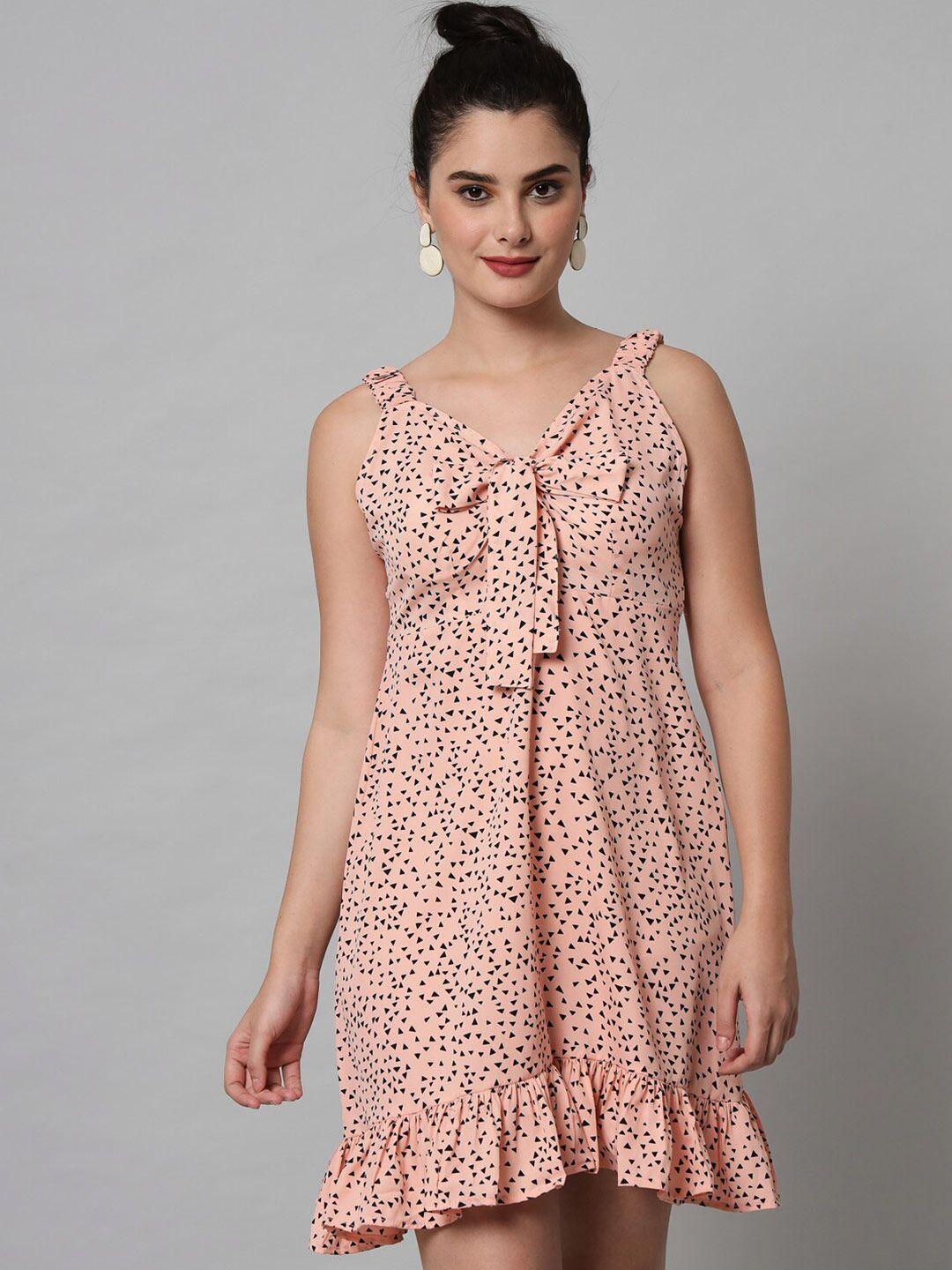 emeros women peach-coloured crepe a-line dress