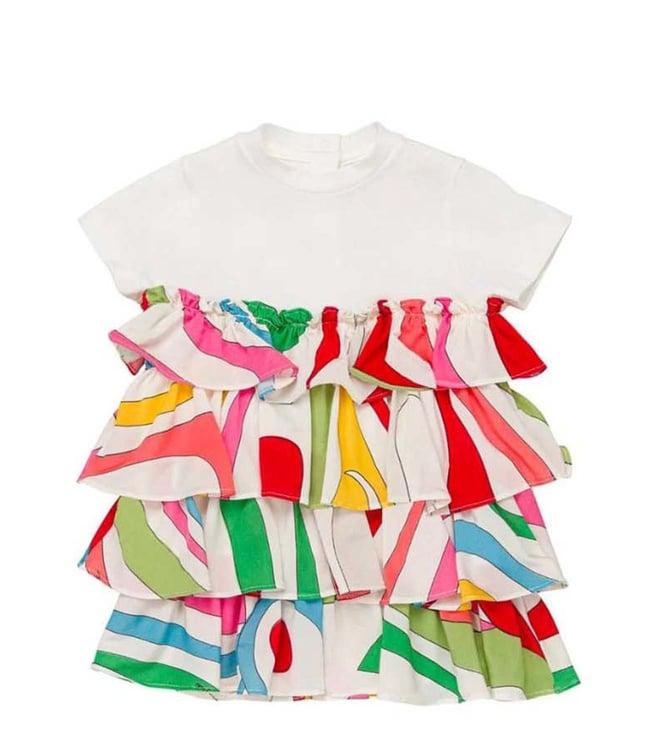emilio pucci kids white printed fitted fit dress