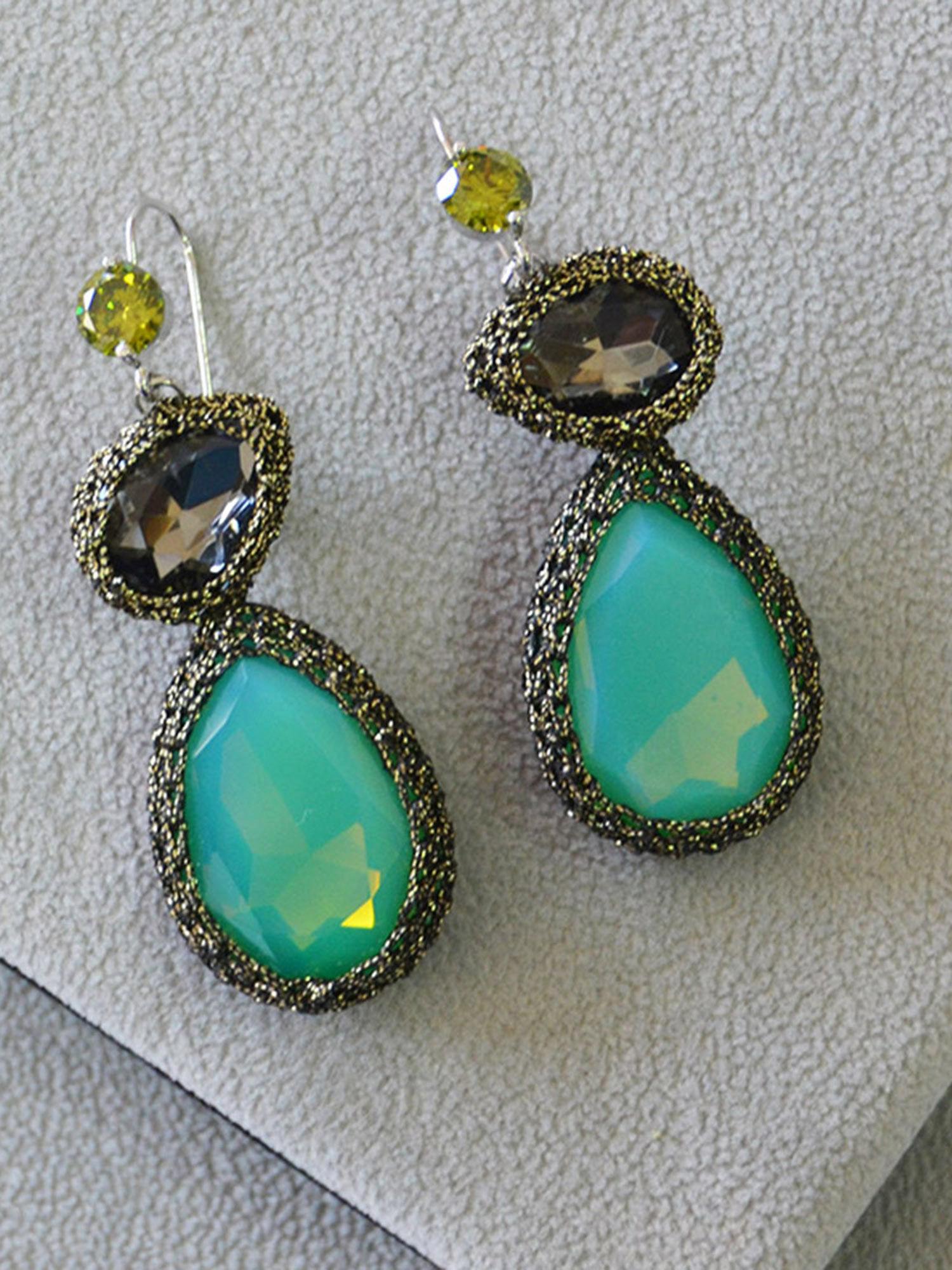 emily turquoise crystal crochet earrings