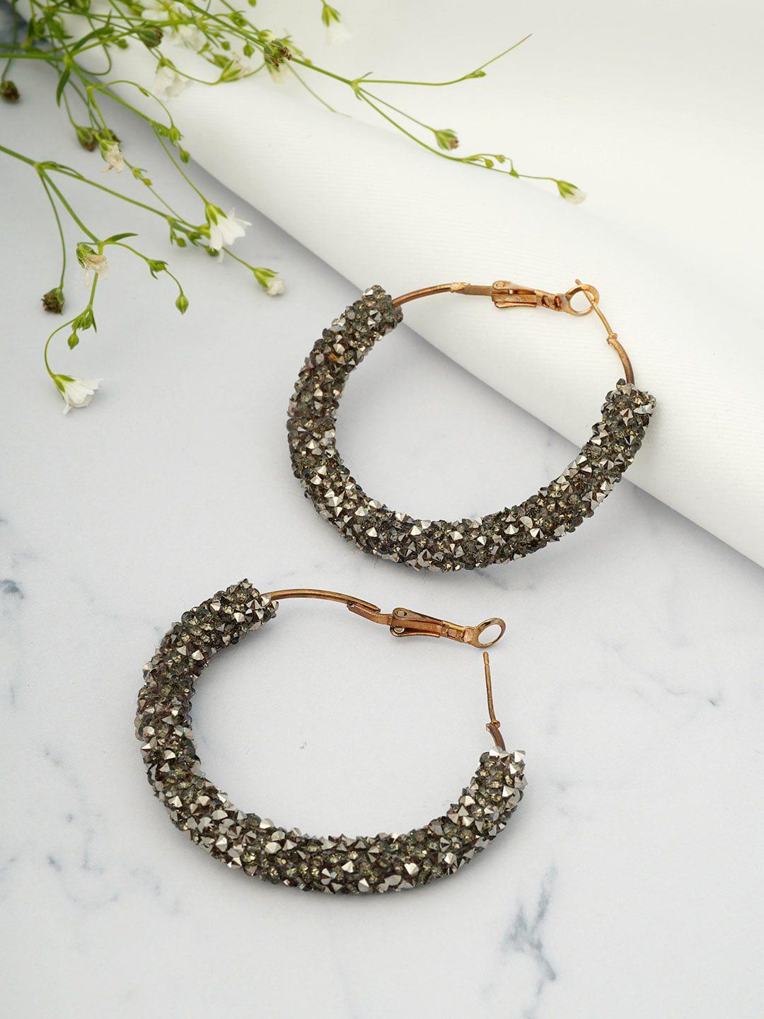 emmie grey contemporary glitter hoops earrings