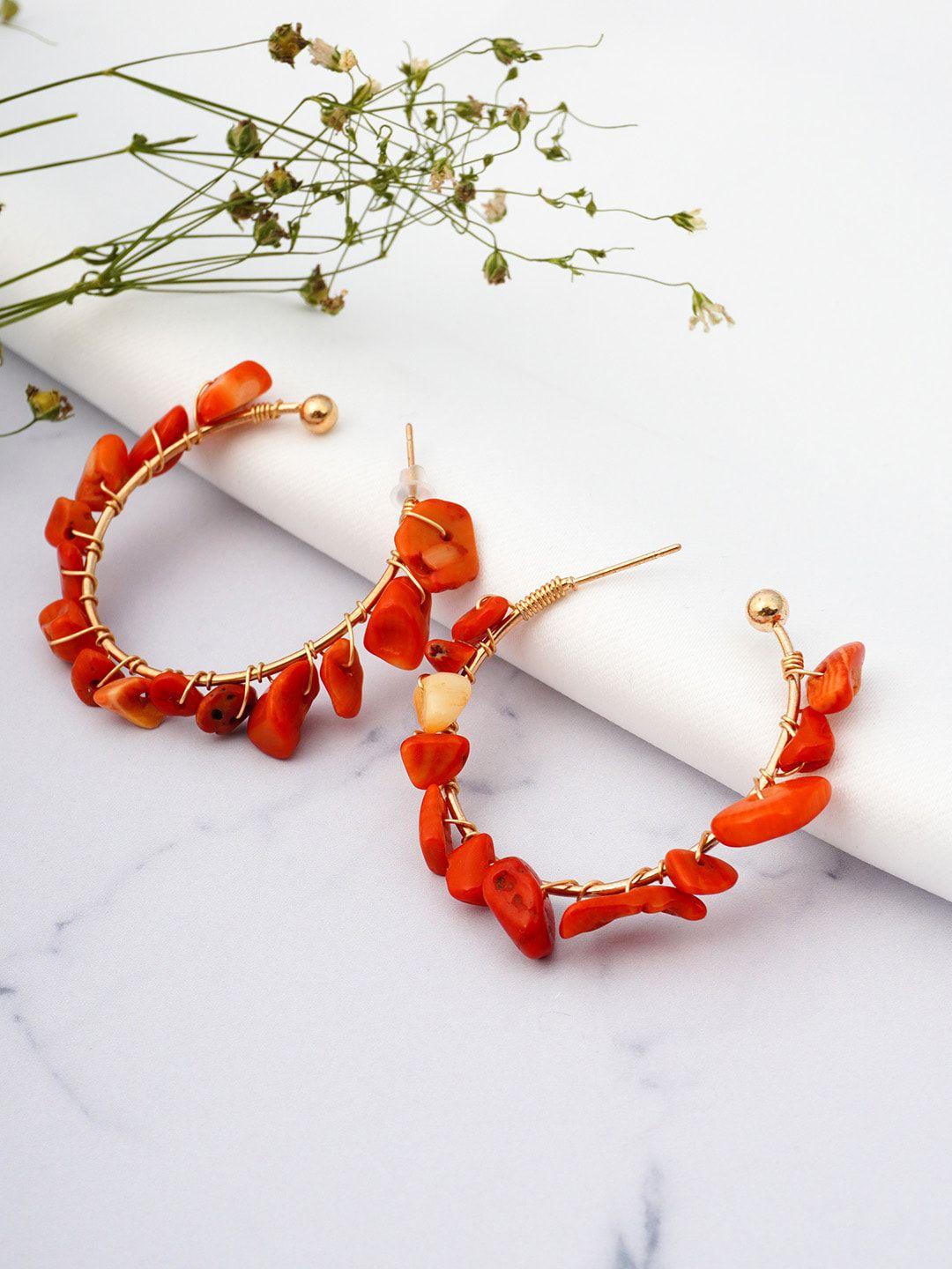 emmie red contemporary hoop earrings