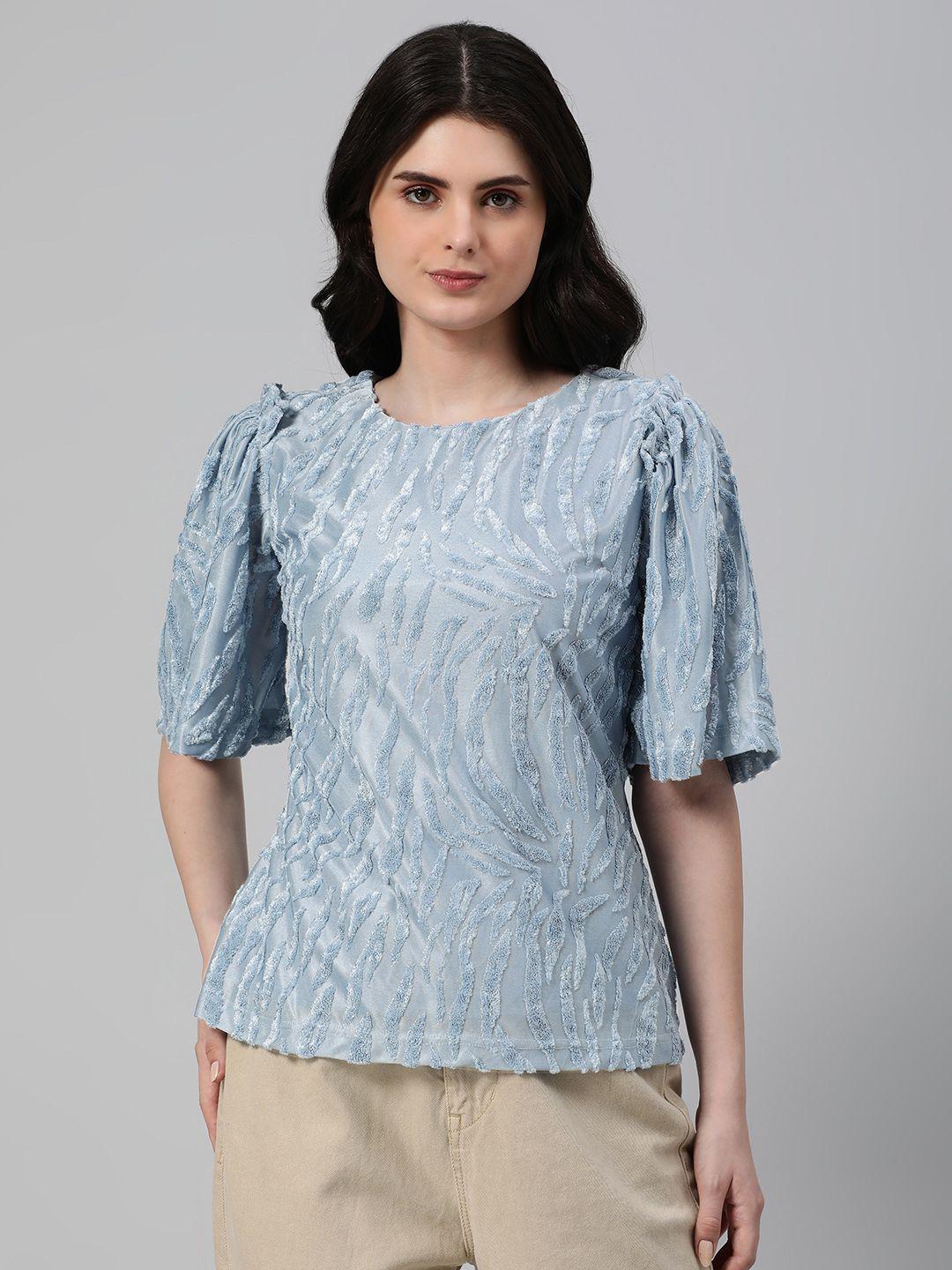 emmyrobe animal textured flared sleeves top