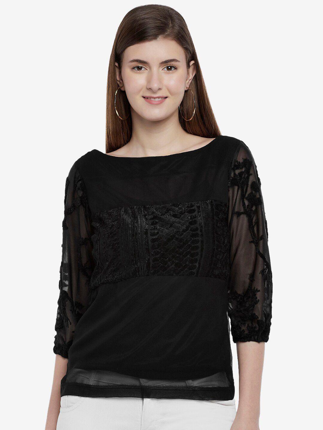 emmyrobe black self designed georgette top