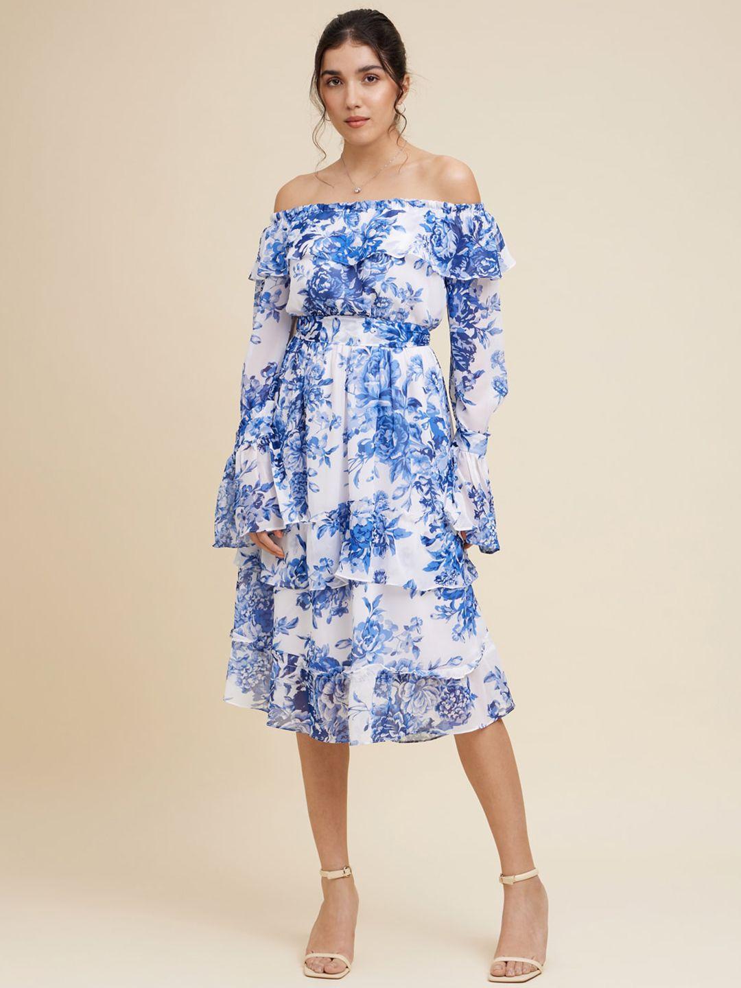 emmyrobe floral off-shoulder georgette midi dress