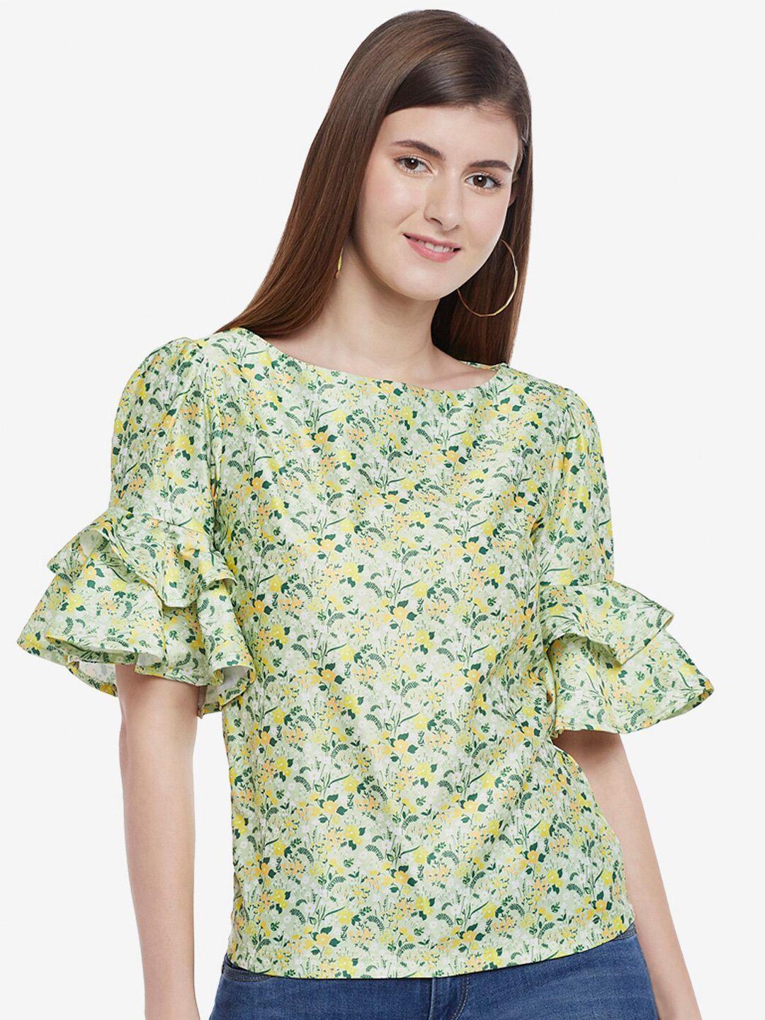 emmyrobe green floral printed top