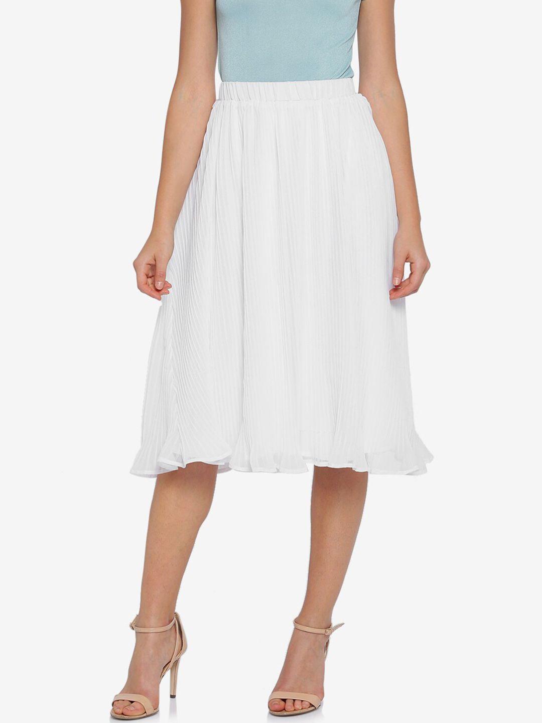 emmyrobe woman white solid accordion pleated flared midi skirt