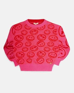 emojis print round-neck sweatshirt