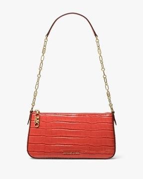 empire medium crocodile embossed leather chain-link shoulder bag