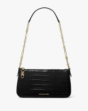 empire medium crocodile embossed leather chain-link shoulder bag