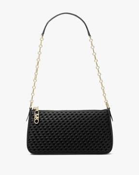 empire medium woven leather chain-link pochette