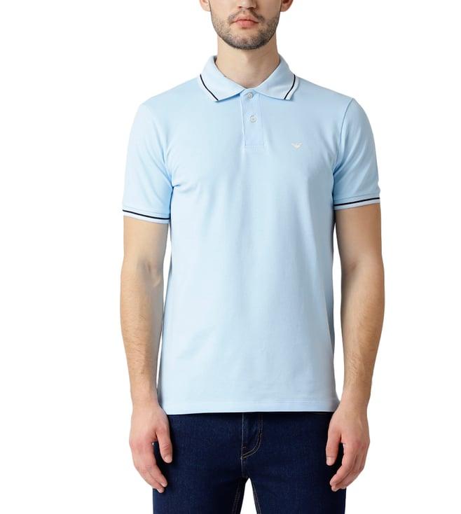 emporio armani azzurro contrast eagle logo regular fit polo t-shirt