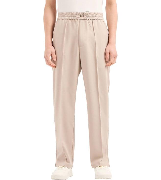 emporio armani beige full length trousers