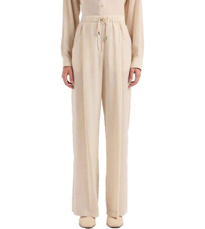 emporio armani beige full length trousers