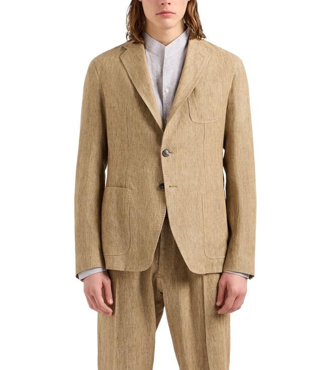 emporio armani beige single-breasted jacket