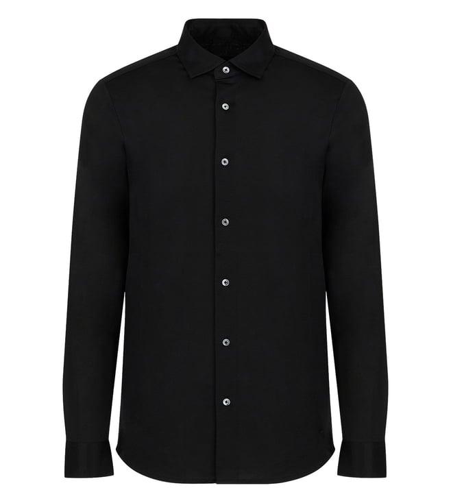 emporio armani black blended regular fit shirt