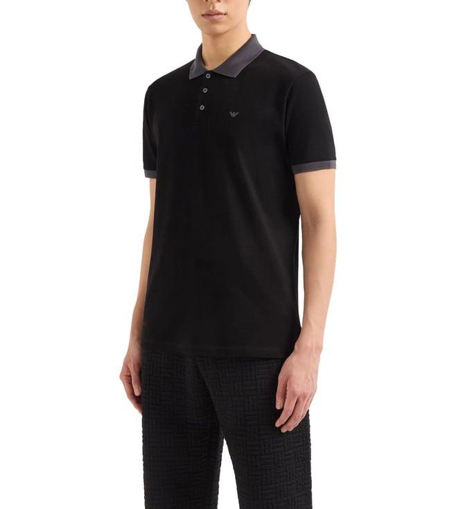 emporio armani black eagle logo half sleeves polo t-shirt