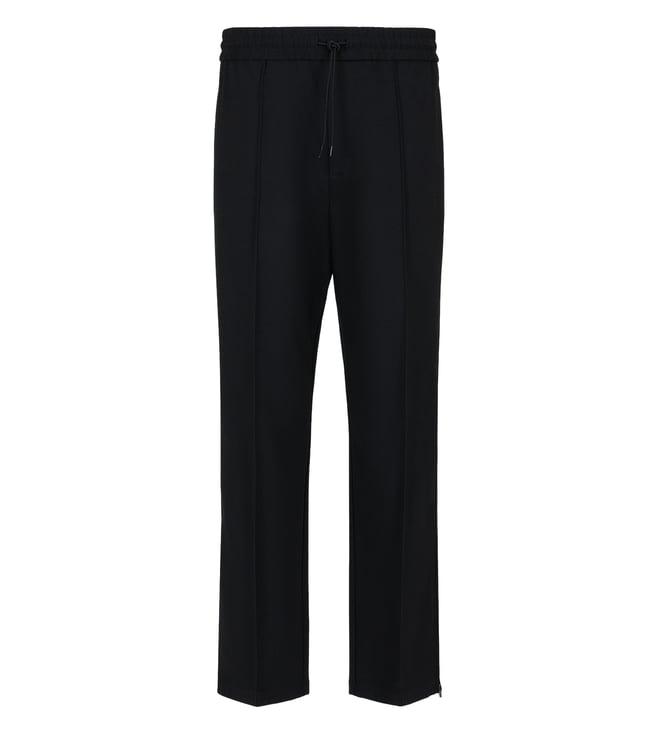 emporio armani black full length trousers