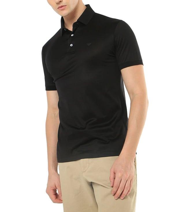 emporio armani black regular fit blended polo t-shirt