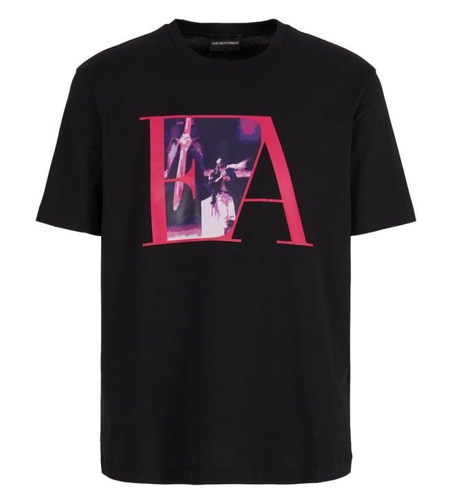 emporio armani black regular fit blended t-shirt