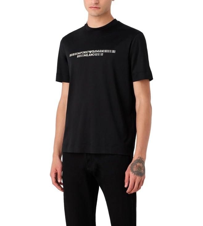 emporio armani black regular fit blended t-shirt