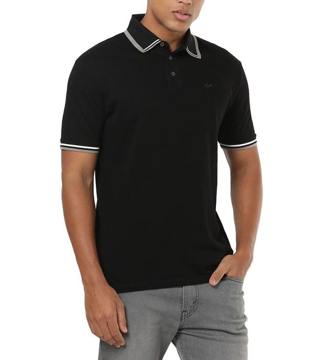 emporio armani black regular fit cotton polo t-shirt