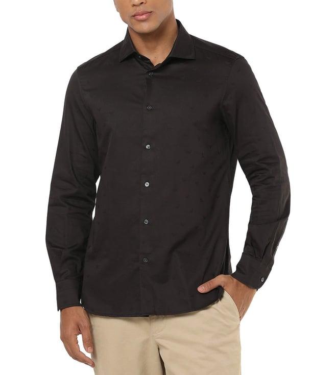 emporio armani black regular fit cotton shirt