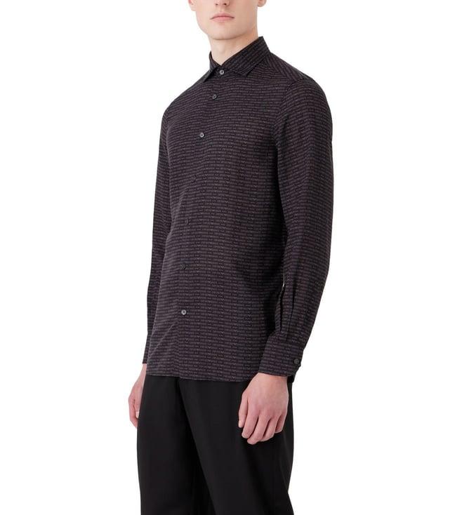 emporio armani black regular fit lyocell shirt