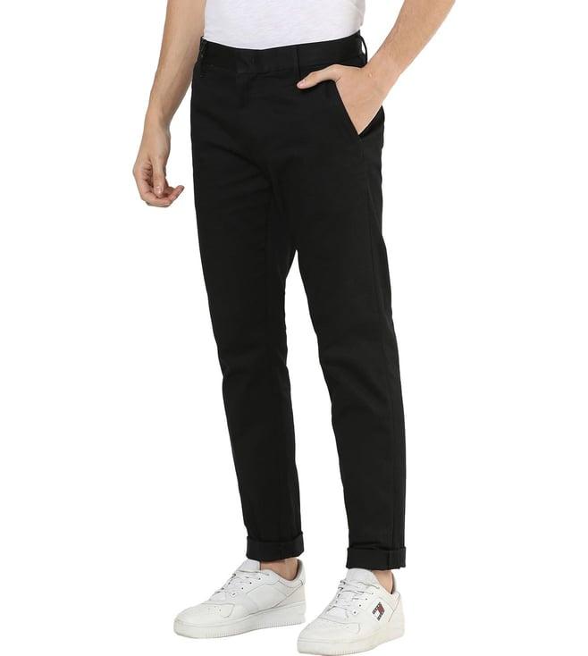 emporio armani black solid single pleated trousers