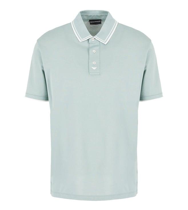 emporio armani blue logo collar tipping regular fit polo t-shirt