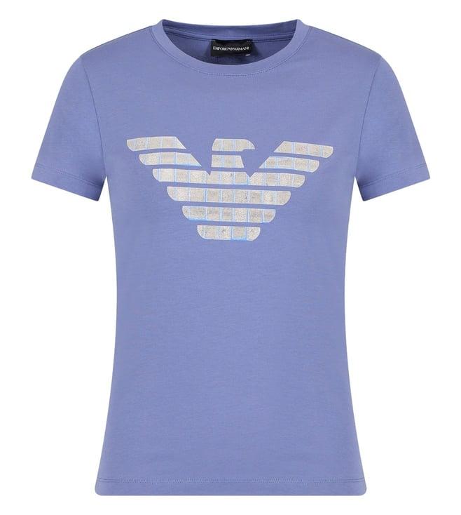 emporio armani blue organic stretch jersey t-shirt