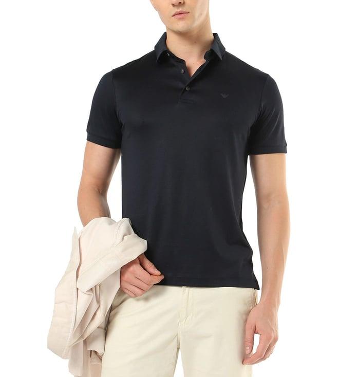 emporio armani blue regular fit blended polo t-shirt