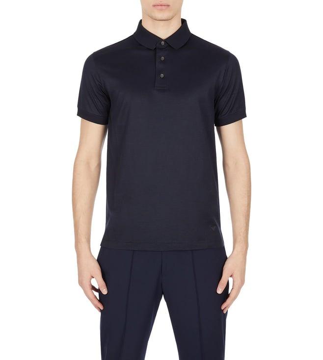 emporio armani blue regular fit blended polo t-shirt