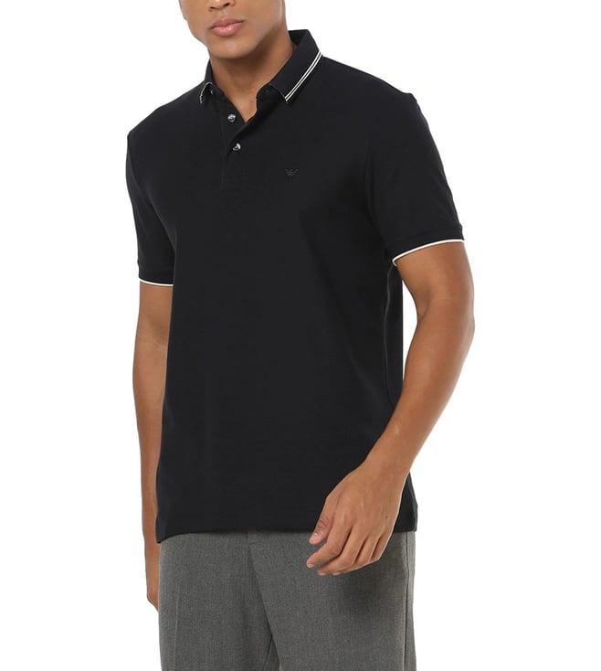 emporio armani blue regular fit cotton polo t-shirt