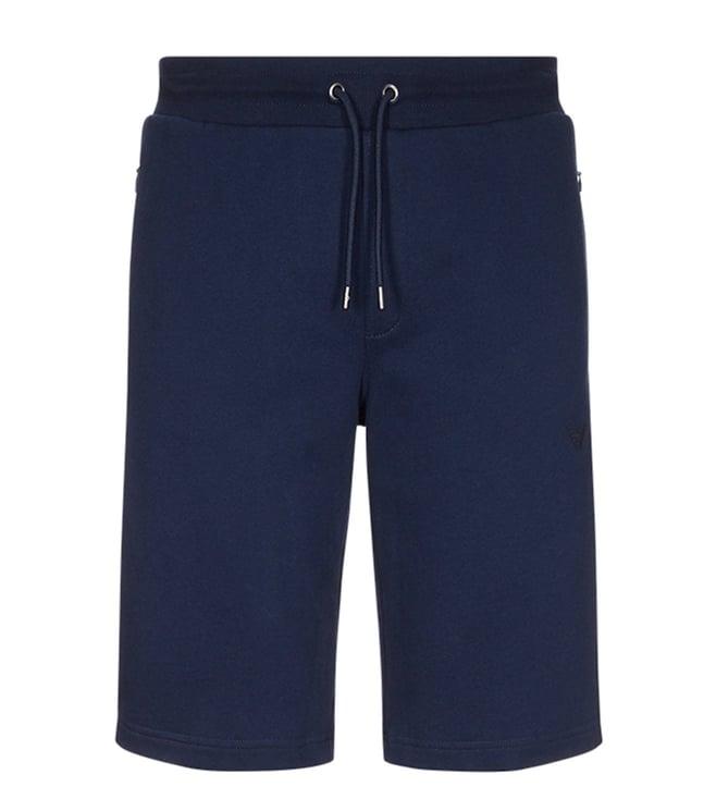 emporio armani blue regular fit jersey fleece bermuda shorts