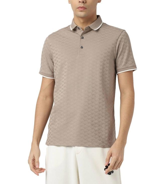 emporio armani brown half -sleeves polo t-shirt