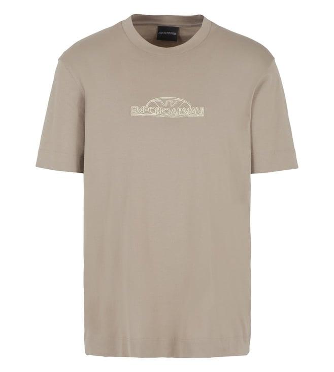 emporio armani brown half sleeves contrast logo t-shirt