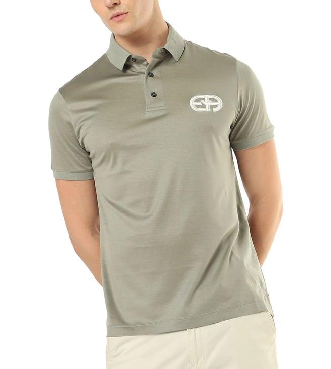 emporio armani green recreate capsule regular fit blended polo t-shirt